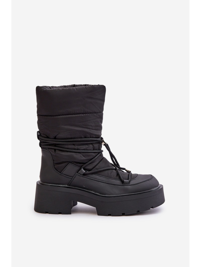 Women's Snow Boots On Platform And Flat Heel Black Seandriel