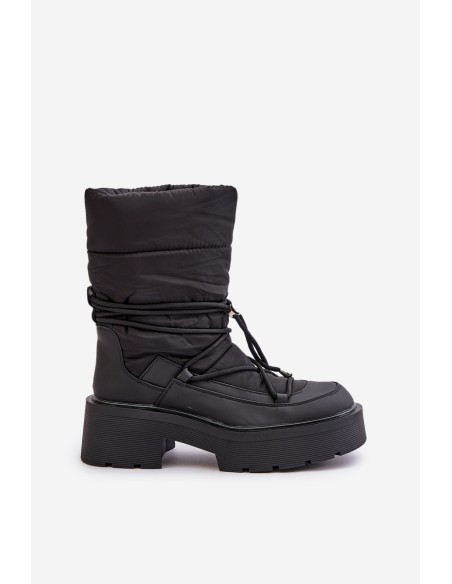 Women's Snow Boots On Platform And Flat Heel Black Seandriel