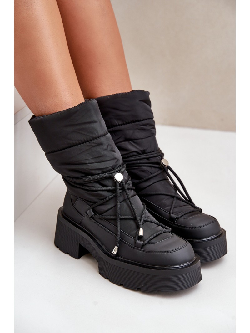 Women's Snow Boots On Platform And Flat Heel Black Seandriel