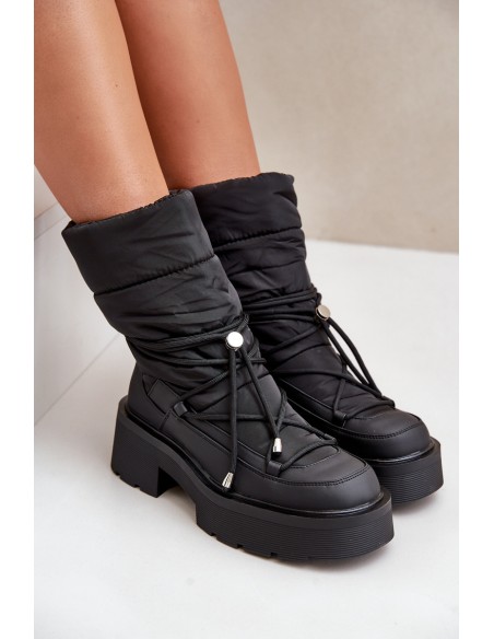 Women's Snow Boots On Platform And Flat Heel Black Seandriel