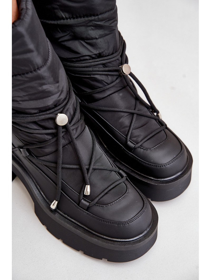 Women's Snow Boots On Platform And Flat Heel Black Seandriel