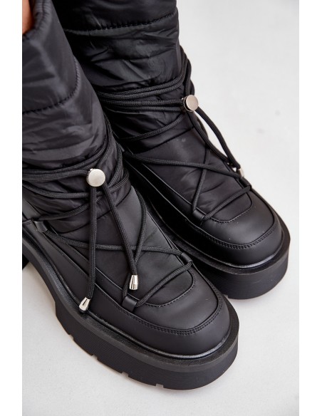 Women's Snow Boots On Platform And Flat Heel Black Seandriel