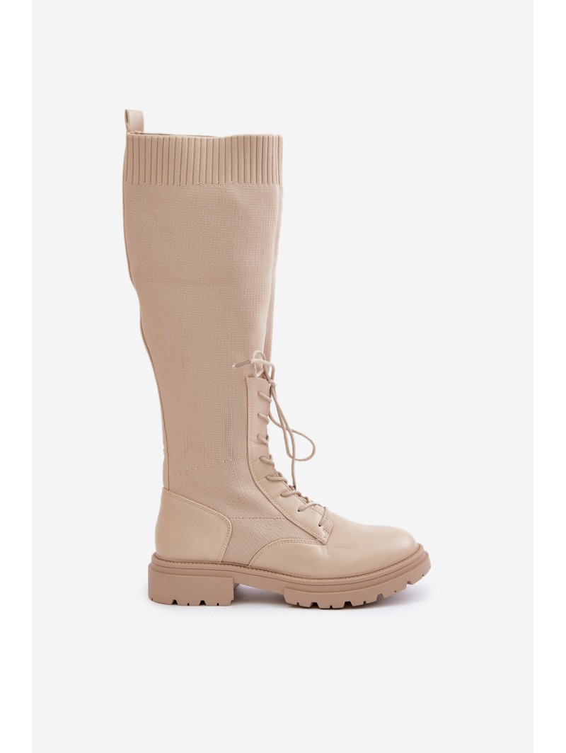Lace-up boots with elastic shaft black Vamilena