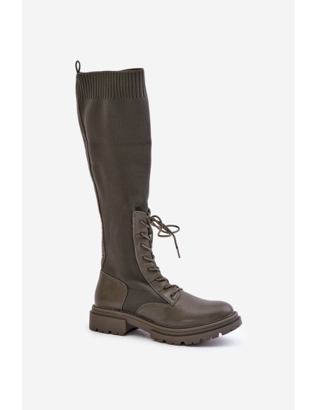 Slip-on Boots With Sock Shaft Dark Green Iranel