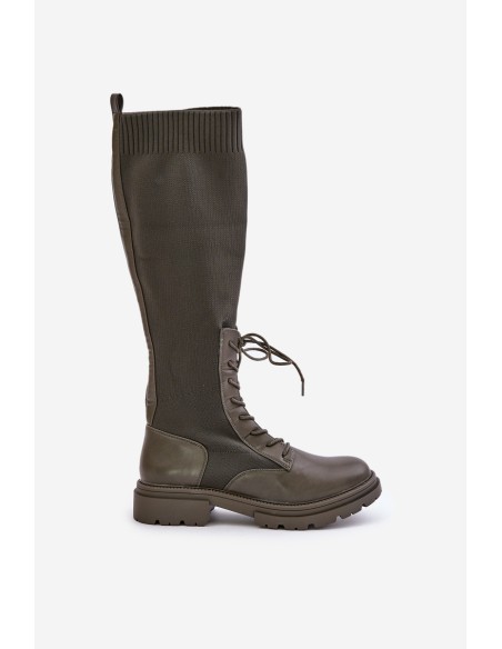 Slip-on Boots With Sock Shaft Dark Green Iranel