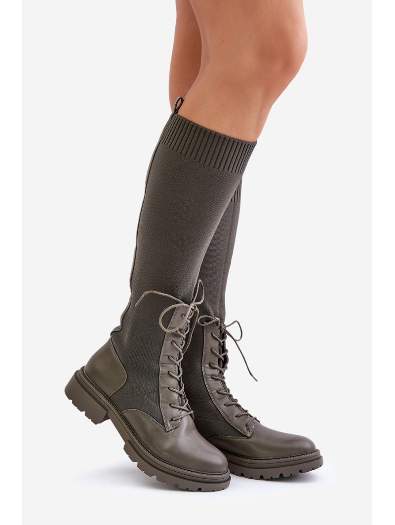 Slip-on Boots With Sock Shaft Dark Green Iranel