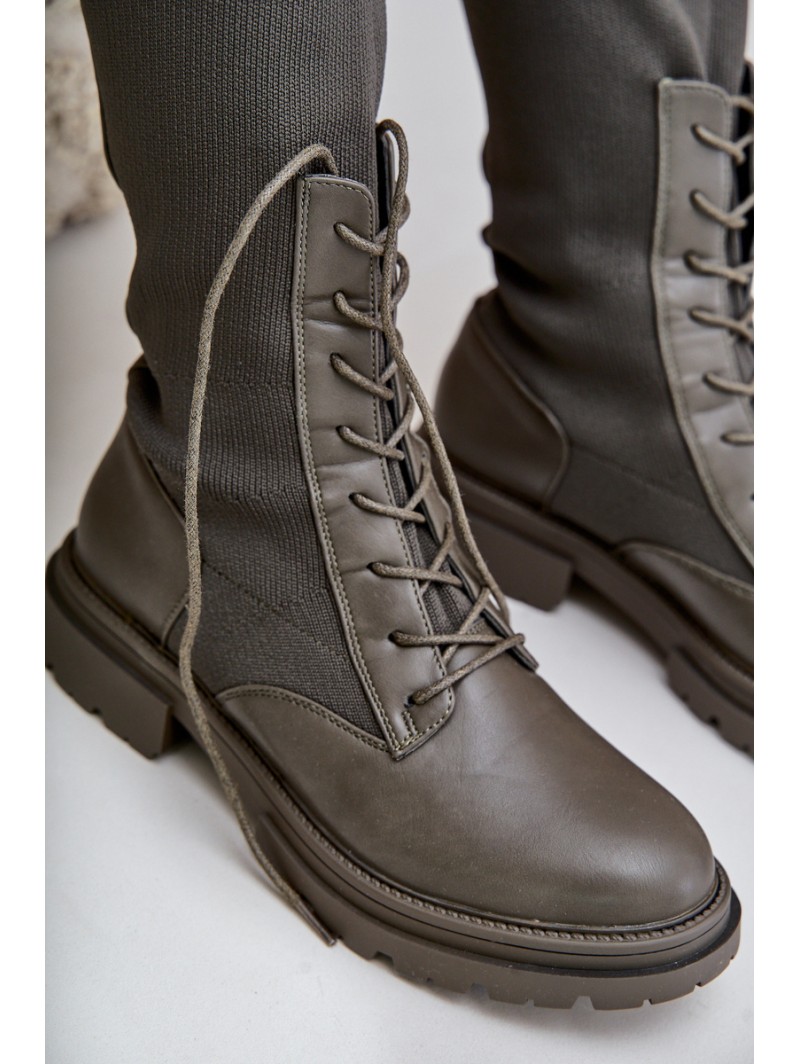 Slip-on Boots With Sock Shaft Dark Green Iranel