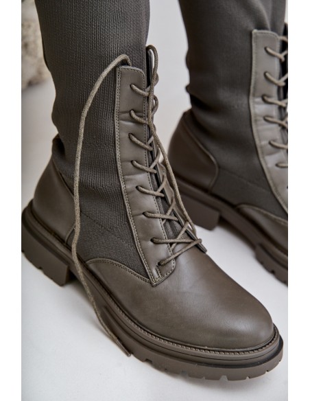 Slip-on Boots With Sock Shaft Dark Green Iranel