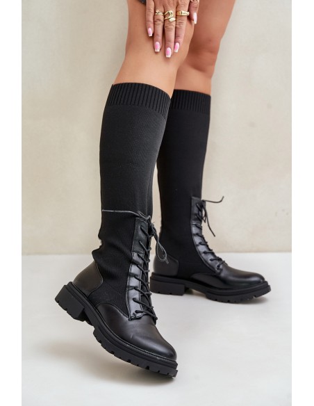 Slip-On Boots With Sock Shaft Black Iranel
