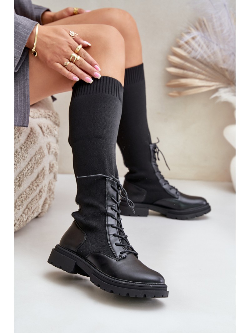 Slip-On Boots With Sock Shaft Black Iranel
