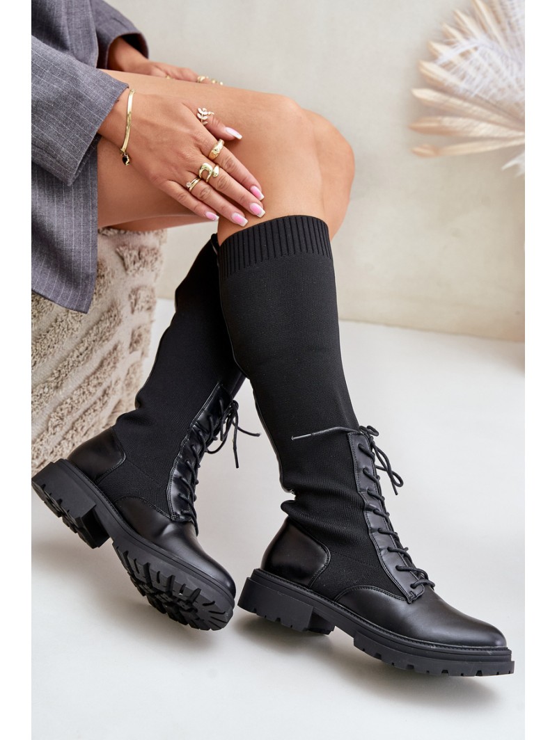 Slip-On Boots With Sock Shaft Black Iranel