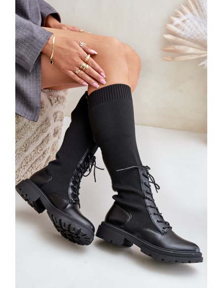 Slip-On Boots With Sock Shaft Black Iranel