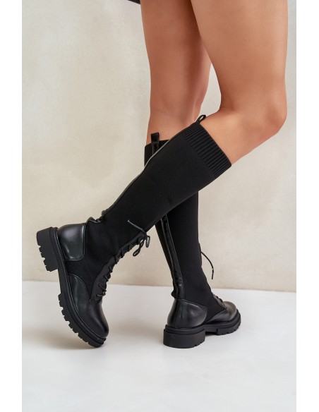 Slip-On Boots With Sock Shaft Black Iranel