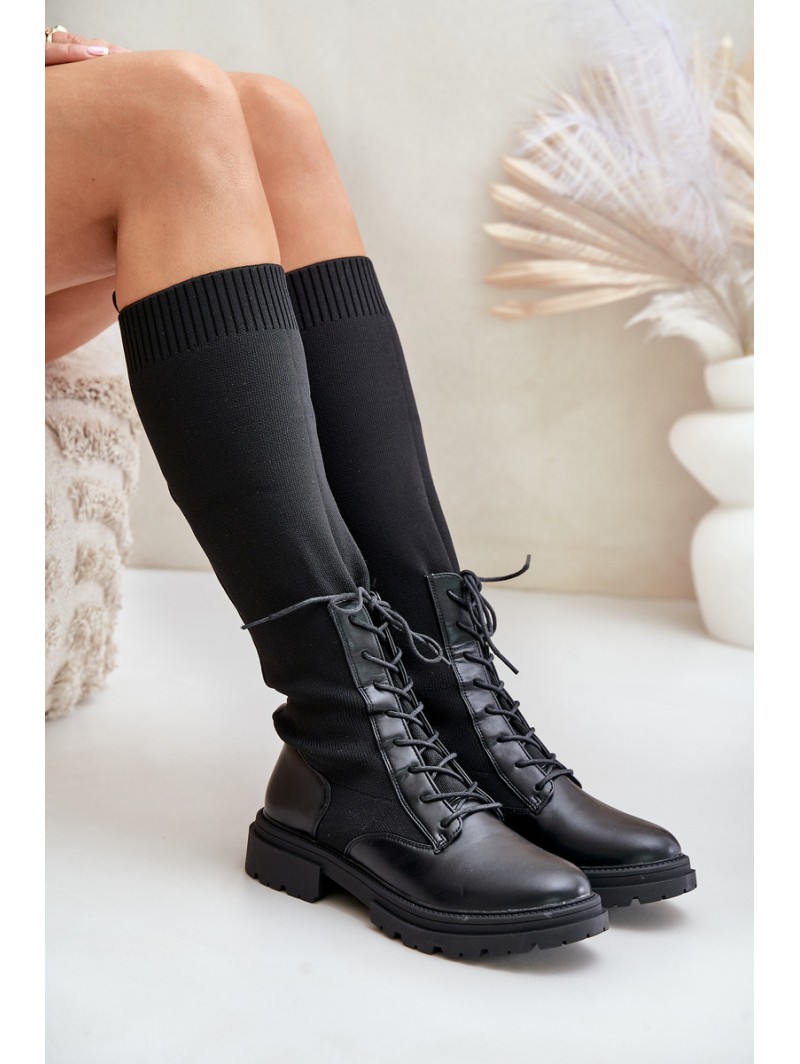 Slip-On Boots With Sock Shaft Black Iranel