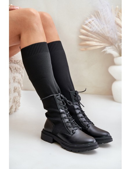 Slip-On Boots With Sock Shaft Black Iranel
