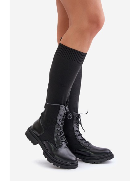 Slip-On Boots With Sock Shaft Black Iranel