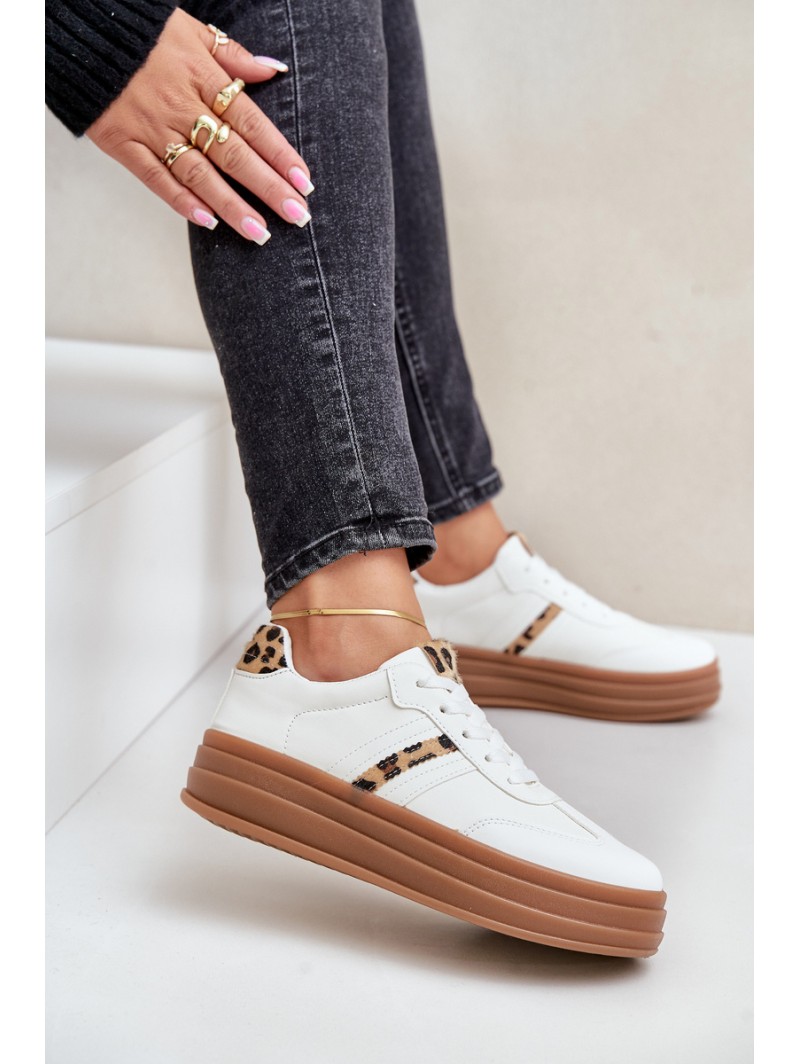 Comfortable Women's Sport Shoes On The Platform White Devan
