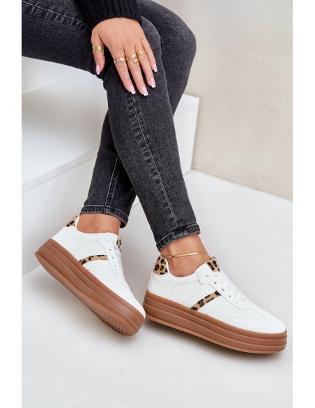 Comfortable Women's Sport Shoes On The Platform White Devan