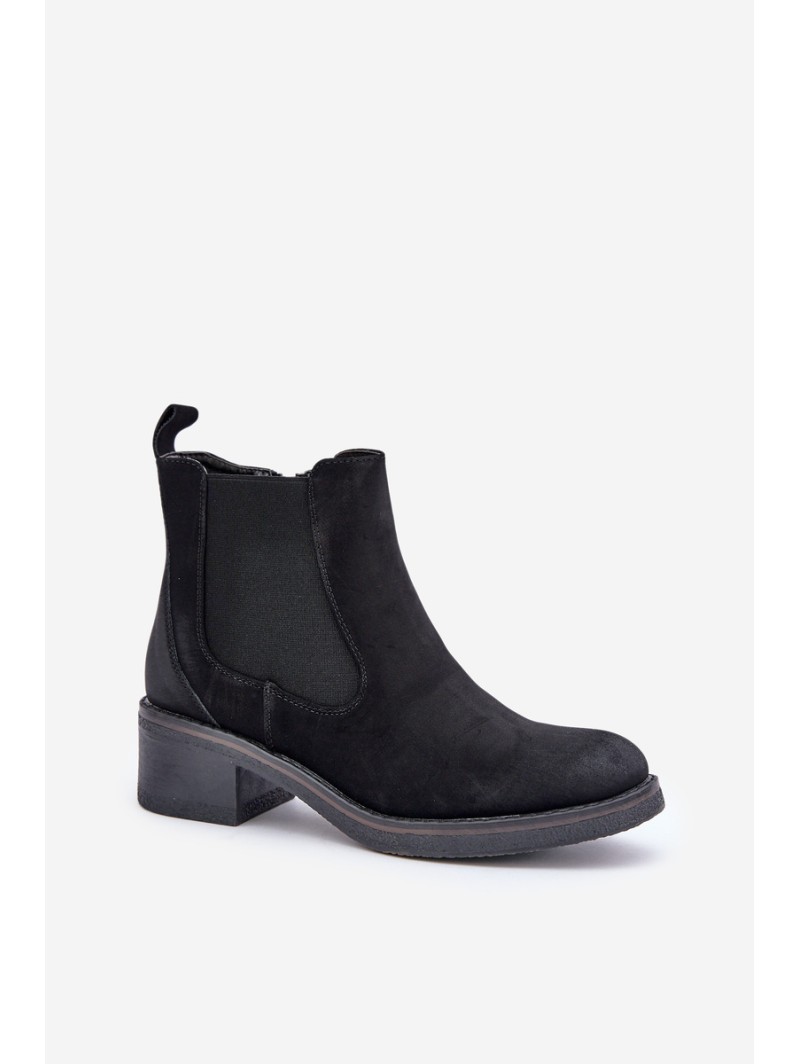 Women's Ankle Boots Insulated Low Heel Zip Black Savalindra