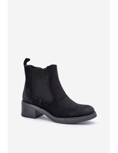 Women's Ankle Boots Insulated Low Heel Zip Black Savalindra