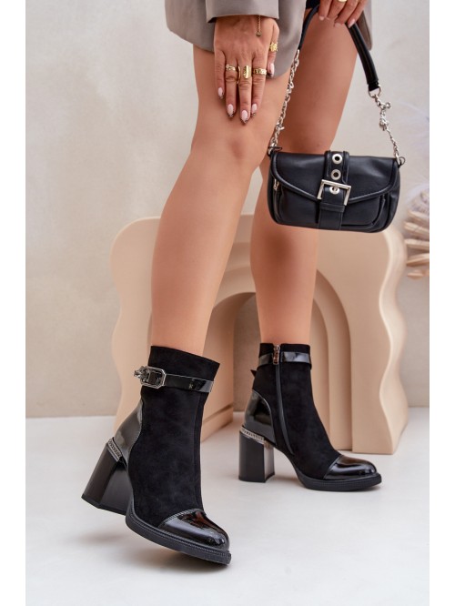 Women's Insulated Heeled Ankle Boots Black D&A MR880-085 2