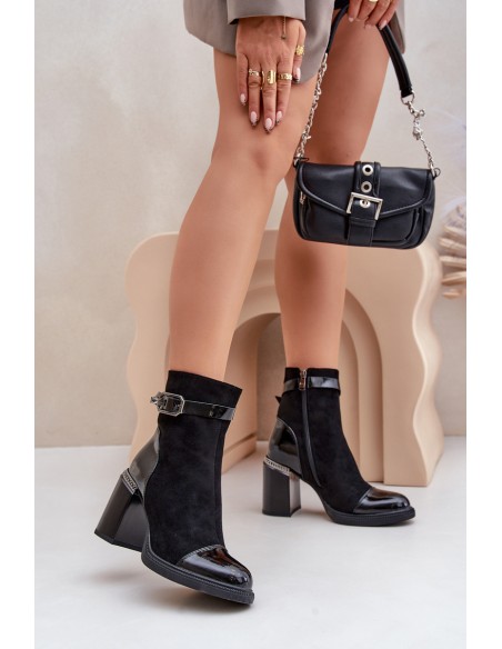 Women's Insulated Heeled Ankle Boots Black D&A MR880-085