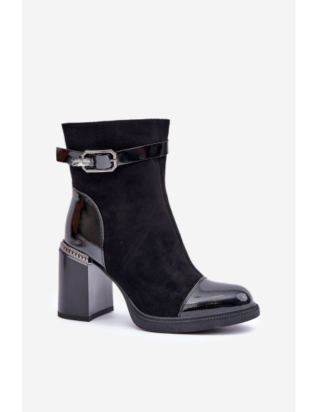 Women's Insulated Heeled Ankle Boots Black D&A MR880-085