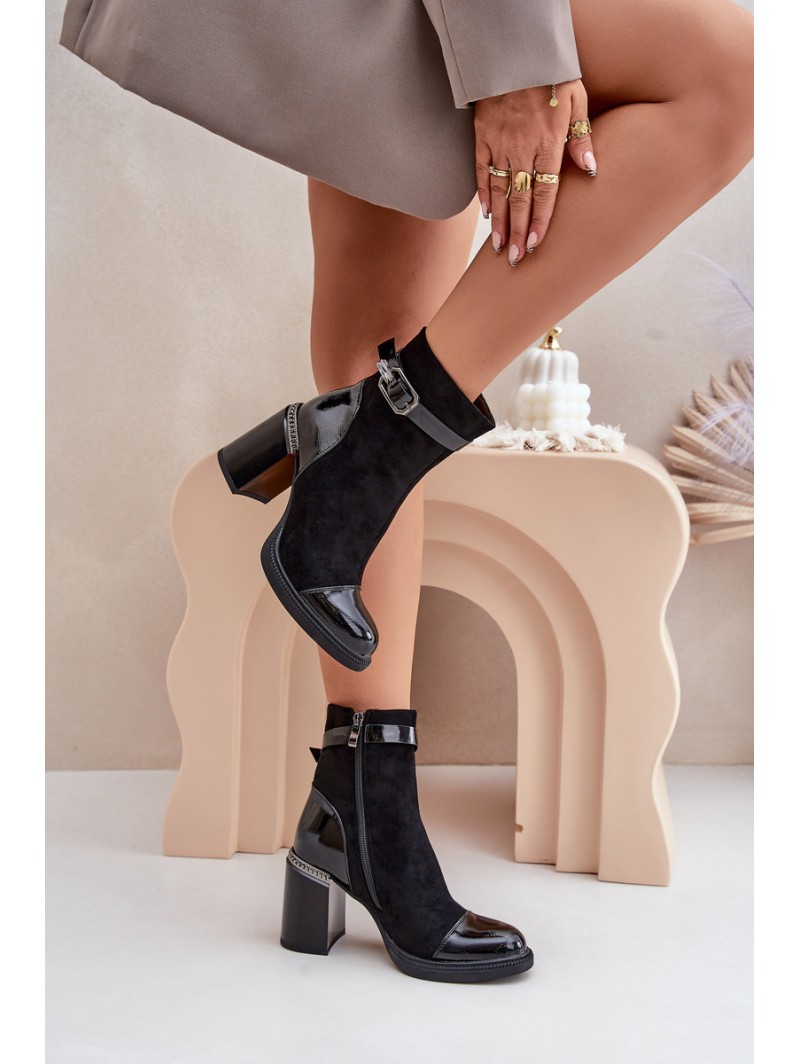 Women's Insulated Heeled Ankle Boots Black D&A MR880-085