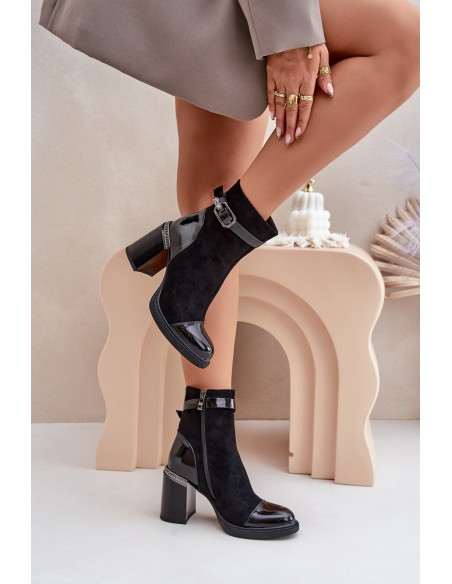 Women's Insulated Heeled Ankle Boots Black D&A MR880-085