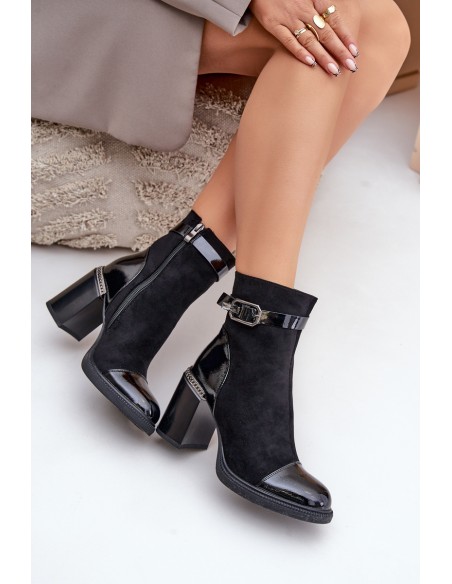 Women's Insulated Heeled Ankle Boots Black D&A MR880-085