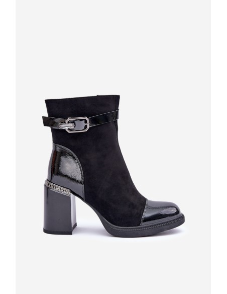 Women's Insulated Heeled Ankle Boots Black D&A MR880-085
