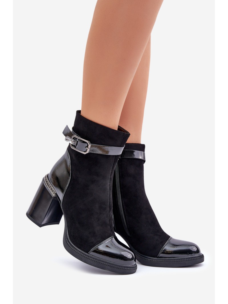 Women's Insulated Heeled Ankle Boots Black D&A MR880-085
