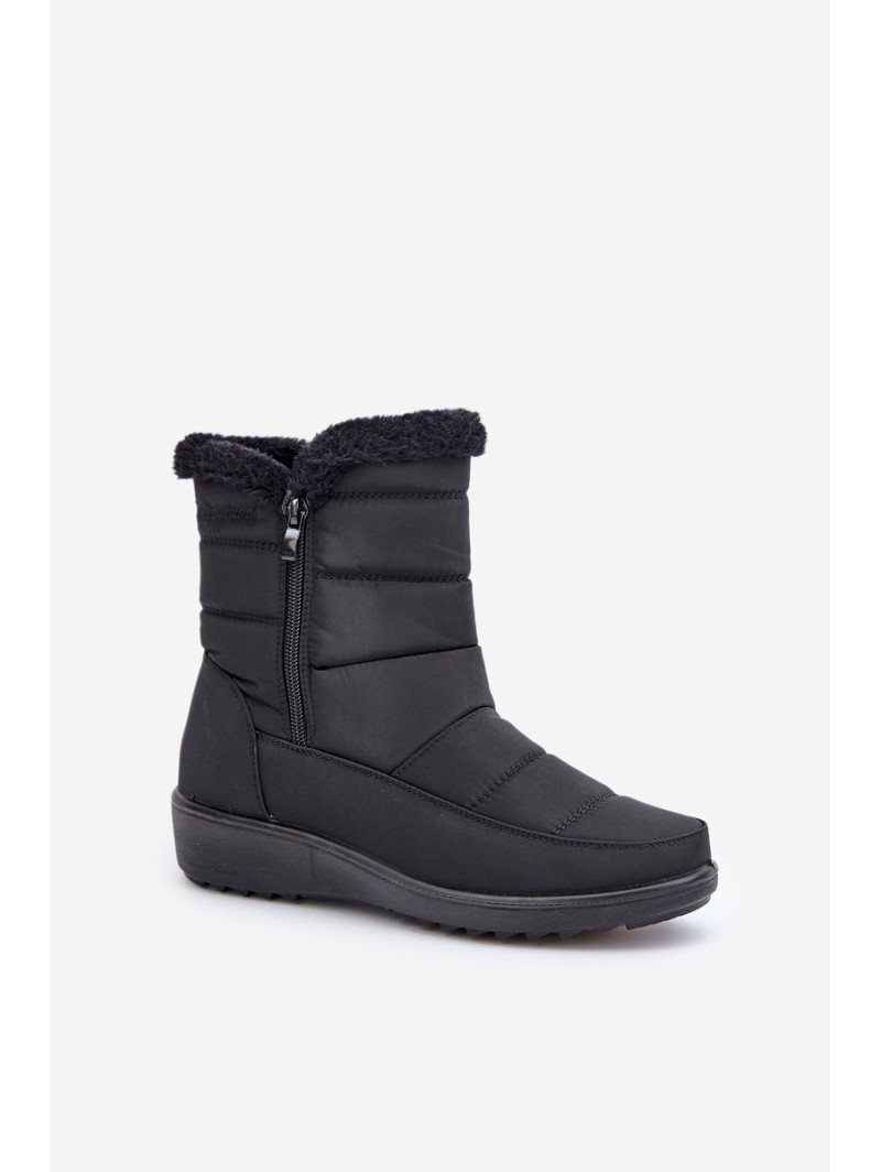 Women's Snow Boots With Zipper And Fur Black Fiorittia