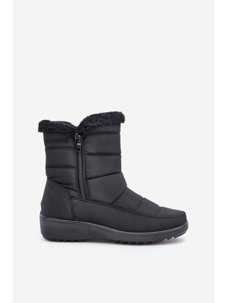 Women's Snow Boots With Zipper And Fur Black Fiorittia