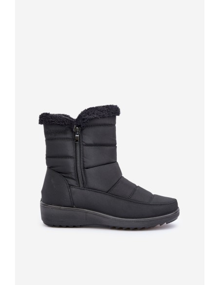 Women's Snow Boots With Zipper And Fur Black Fiorittia