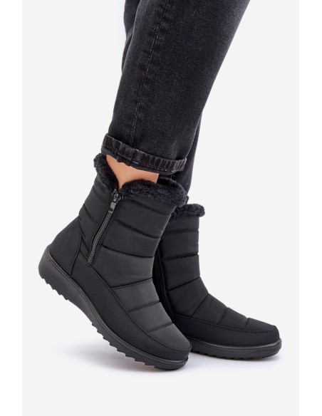 Women's Snow Boots With Zipper And Fur Black Fiorittia