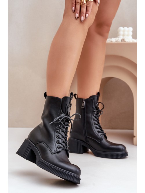 Insulated Women's Boots Made of Natural Leather Black Vinceza 66671