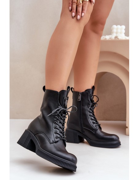 Insulated Women's Boots Made of Natural Leather Black Vinceza 66671