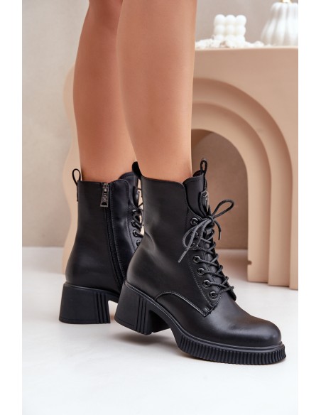 Insulated Women's Boots Made of Natural Leather Black Vinceza 66671