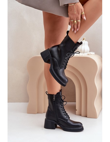 Insulated Women's Boots Made of Natural Leather Black Vinceza 66671