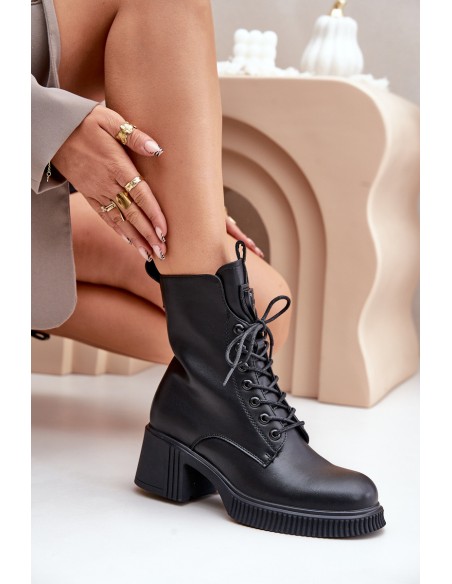 Insulated Women's Boots Made of Natural Leather Black Vinceza 66671