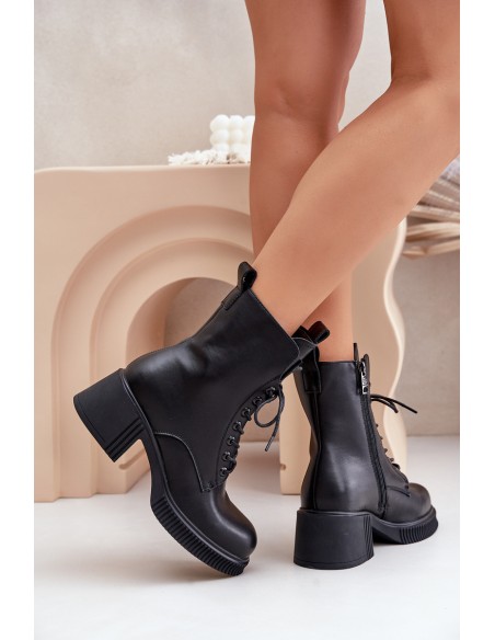 Insulated Women's Boots Made of Natural Leather Black Vinceza 66671