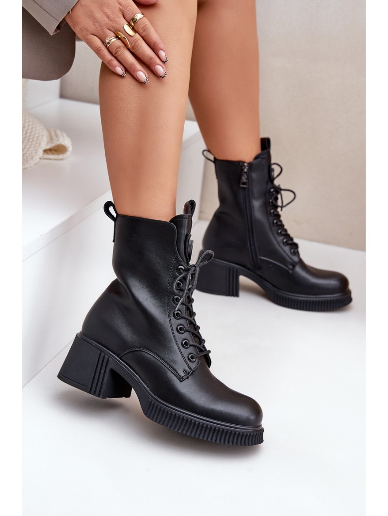 Insulated Women's Boots Made of Natural Leather Black Vinceza 66671