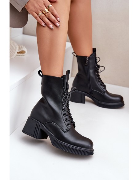 Insulated Women's Boots Made of Natural Leather Black Vinceza 66671