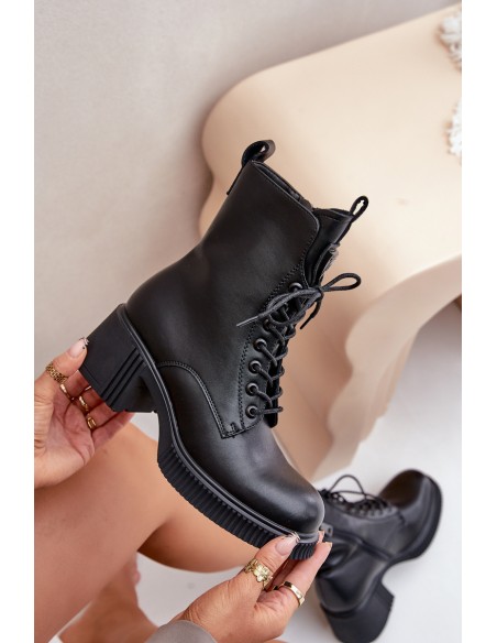 Insulated Women's Boots Made of Natural Leather Black Vinceza 66671