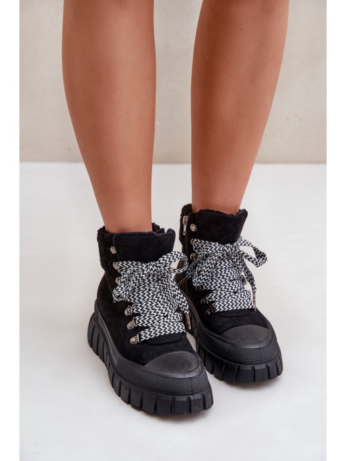 Women's Insulated Ankle Boots Platform Black Alcyhen