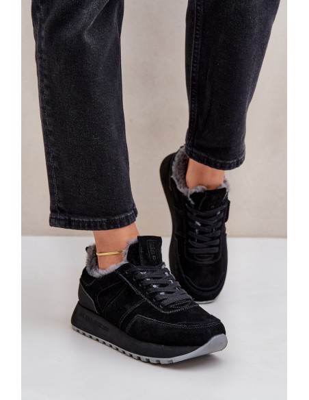 Women's Sneakers With Fur And Shiny Element Big Star OO274580 Black