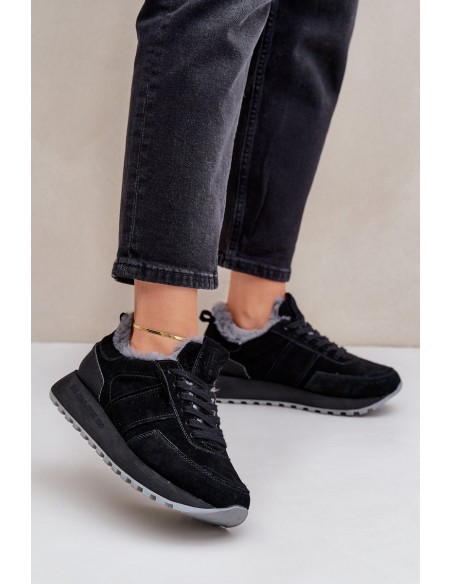 Women's Sneakers With Fur And Shiny Element Big Star OO274580 Black