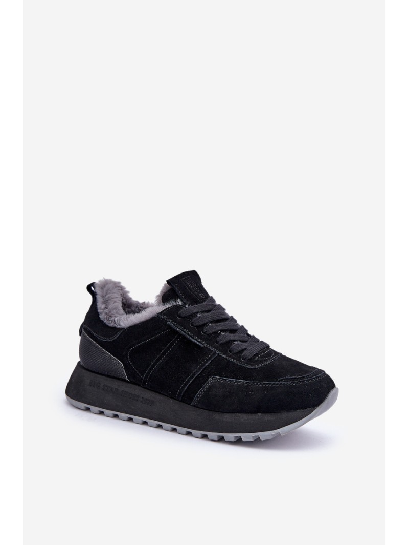 Women's Sneakers With Fur And Shiny Element Big Star OO274580 Black