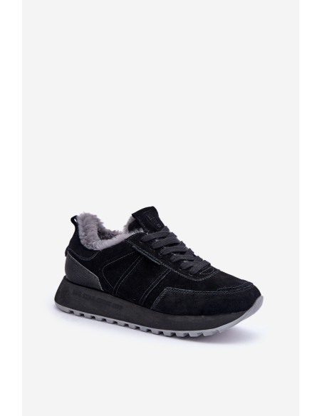 Women's Sneakers With Fur And Shiny Element Big Star OO274580 Black